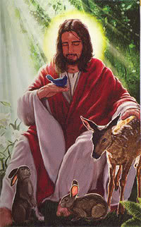 Unbekannter Künstler - Jesus liebte die Tiere - und verspeiste sie nicht