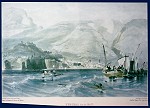 "Centro Juventude" (Jugendzentrum) -Druck von altem Gemälde "Funchal" vom Meer aus gesehen