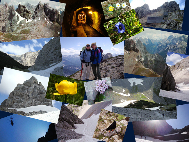 Auf dem Karwendel ca. 2350m - Abstieg durch den 400 Meter langen Karwendeltunnel über den Dammkar - an der Dammkarhütte erleben wir eine Rettungsaktion Zum Vergrößern bitte auf das Foto klicken