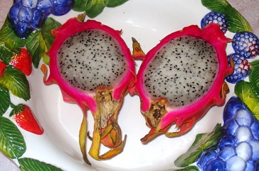 © Regina F. Rau: Früchte: Pitahaya  Drachenfrucht - Kugel- oder Zwergfeige