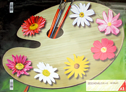 Deckblatt des Malblocks - mit Blumenpalette